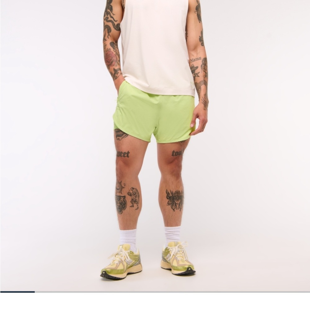 Vibrant Lime Athletic Shorts for Men